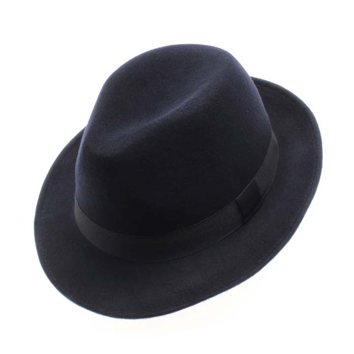 Мъжка шапка, 100% вълна, тъмносиня с текстилна лента, Dasteli