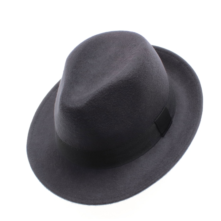 Мъжка шапка, изработена от 100% вълна, сива с текстилна лента, Dasteli