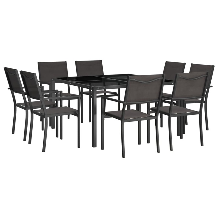 Set mobilier de exterior vidaXL, 9 piese, otel, 48.2 kg