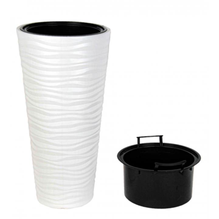 Ghiveci flori 30xh57cm 5.5lt 2 piese alb