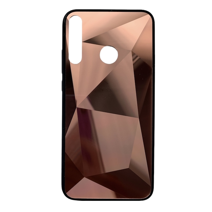 Husa slim tip oglinda, model Prism 3D, compatibila cu Huawei P40 Lite E / Y7p / Rose gold