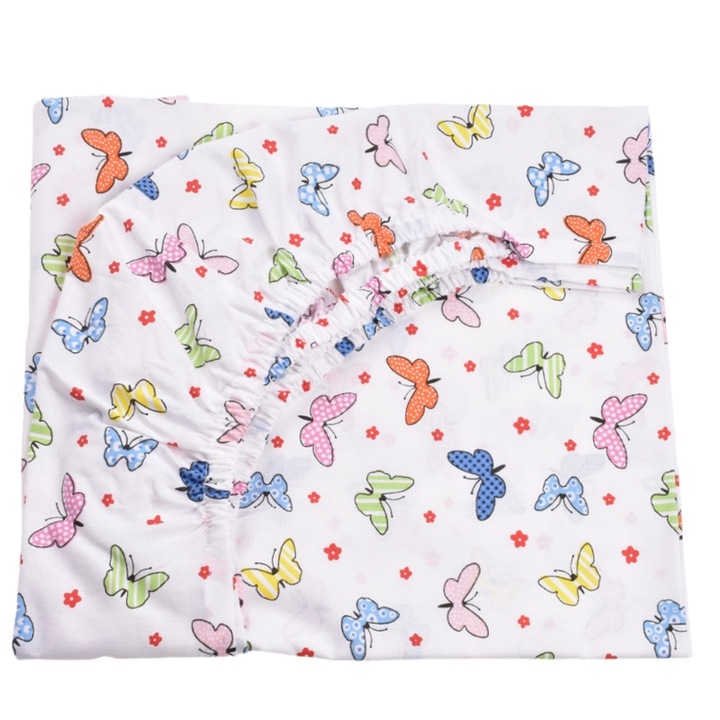 Cearsaf cu elastic pentru patut 120 x 60 cm Mini Junior VLT-6, Multicolor