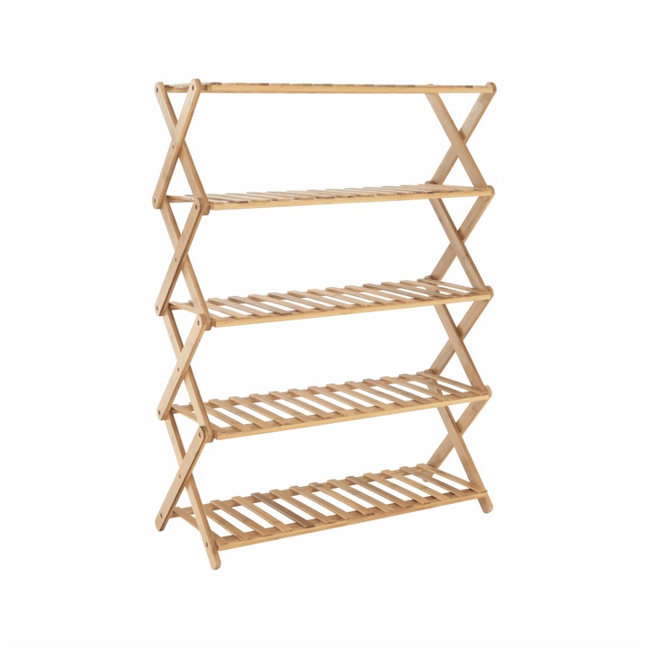 Етажерка 5 рафта естествен бамбук Tosea 68x26x82 см