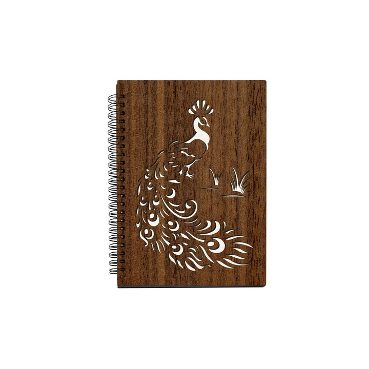 Agenda A5 nedatata cu spirala, MDF, DekoLaser, 15,5 x 21 cm - AG1246C2