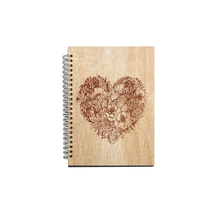 Agenda A5 nedatata cu spirala, MDF, DekoLaser, 15,5 x 21 cm - AG1243C1