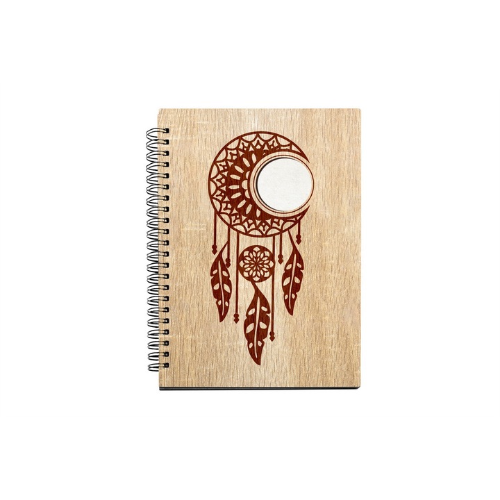 Agenda A5 nedatata cu spirala, MDF, DekoLaser, 15,5 x 21 cm - AG1257C1