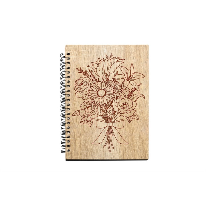 Agenda A5 nedatata cu spirala, MDF, DekoLaser, 15,5 x 21 cm - AG1265C1
