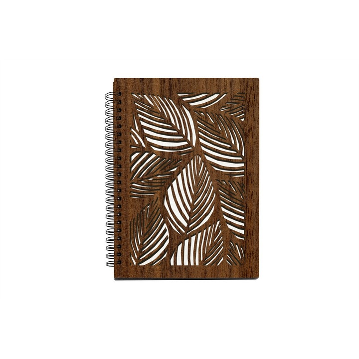 Agenda A5 nedatata cu spirala, MDF, DekoLaser, 15,5 x 21 cm - AG1266C2