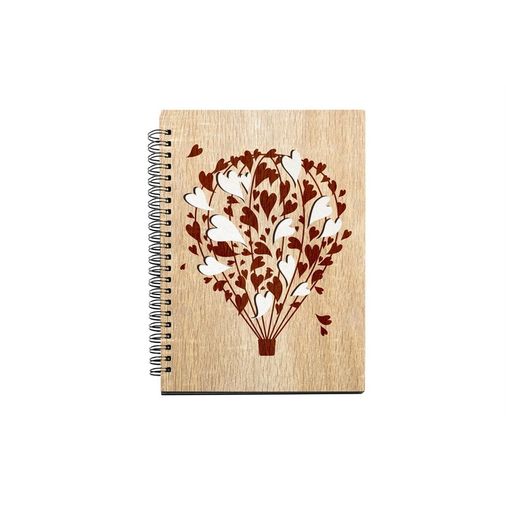 Agenda A5 nedatata cu spirala, MDF, DekoLaser, 15,5 x 21 cm - AG1269C1