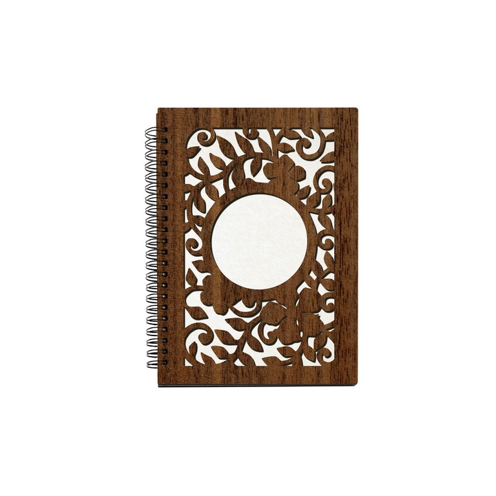 Agenda A5 nedatata cu spirala, MDF, DekoLaser, 15,5 x 21 cm - AG1281C2