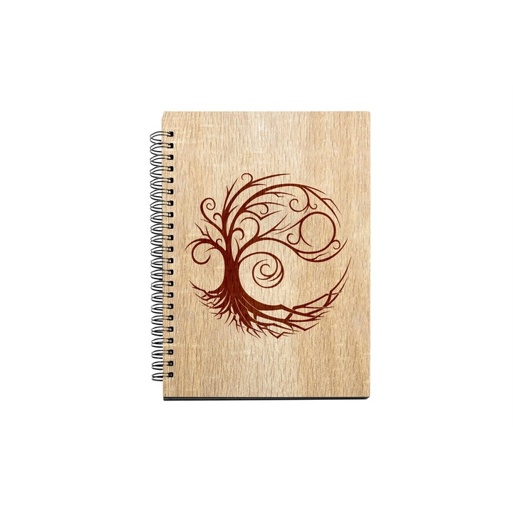 Agenda A5 nedatata cu spirala, MDF, DekoLaser, 15,5 x 21 cm - AG1283C1