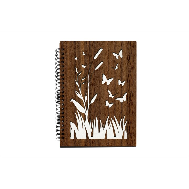 Agenda A5 nedatata cu spirala, MDF, DekoLaser, 15,5 x 21 cm - AG1288C2