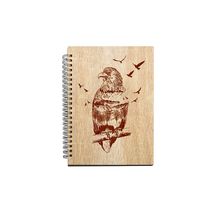 Agenda A5 nedatata cu spirala, MDF, DekoLaser, 15,5 x 21 cm - AG1291C1