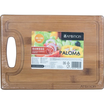 Bord de tocatoare bambus Ambition, 28x20x1.5cm, Paloma Bord de tocatoare bambus Ambition, 28x20x1.5cm, Paloma