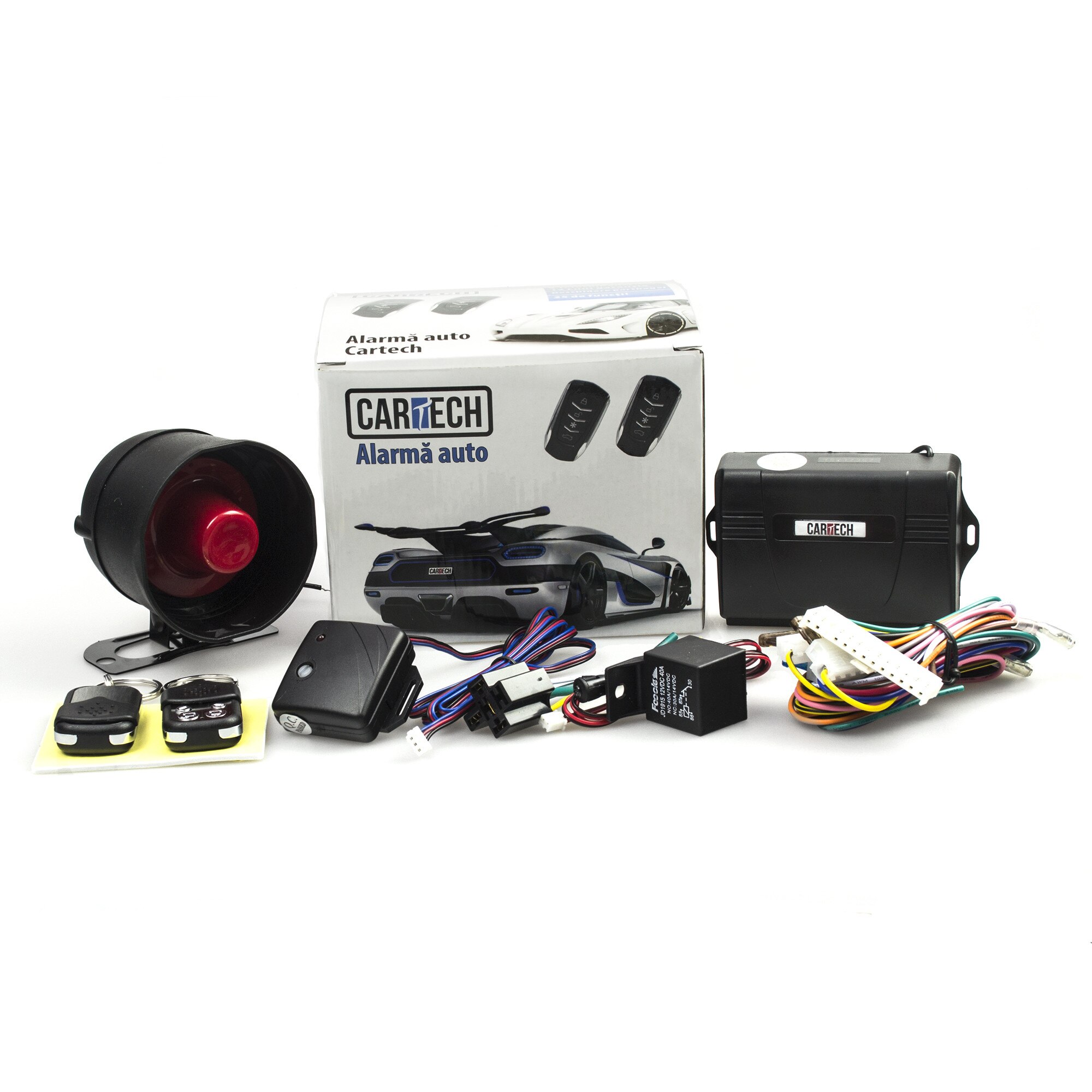 Alarma auto Cartech cu doua telecomenzi AL90