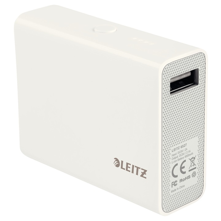 Leitz Komplett külső akkumulátor USB-vel, 6000 mAh, fehér