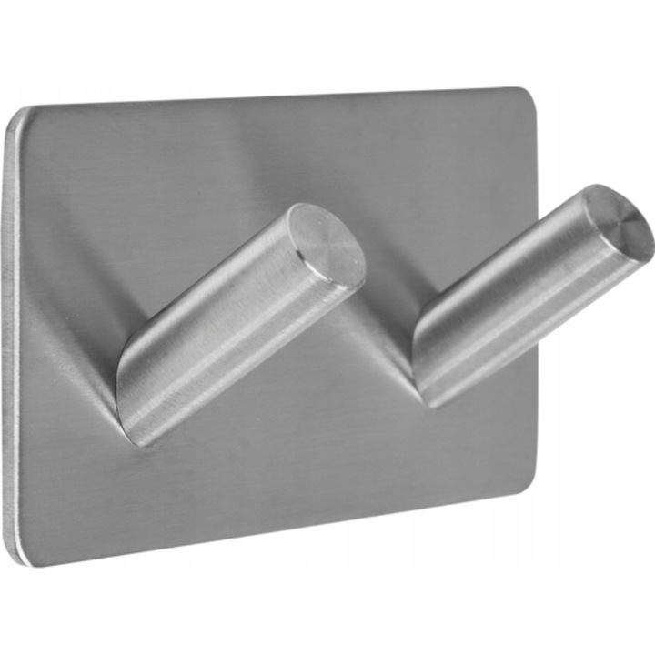 Fürdőszobatartó, Rozsdamentes acél, 45x90x25 mm, Ezüst