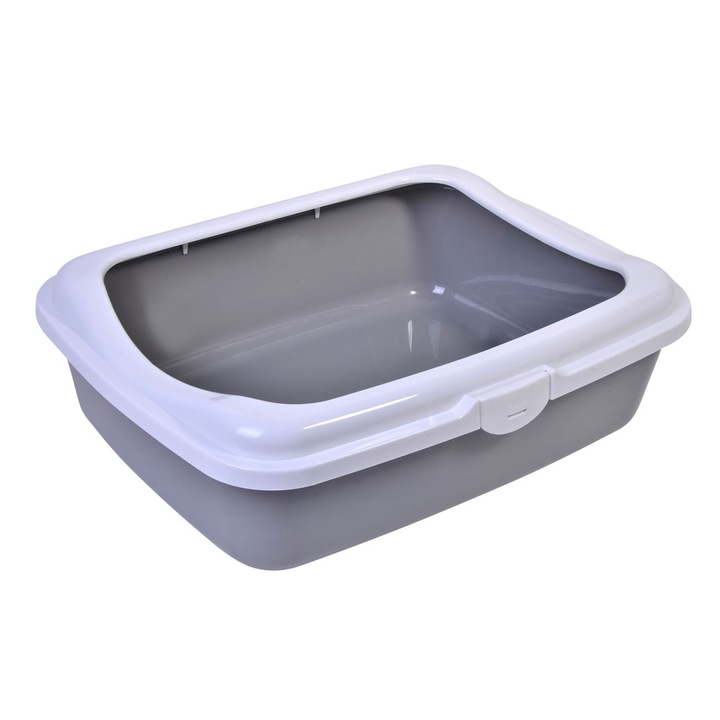 Litiera alb gri pentru pisici, 48 x 37 x 16 cm