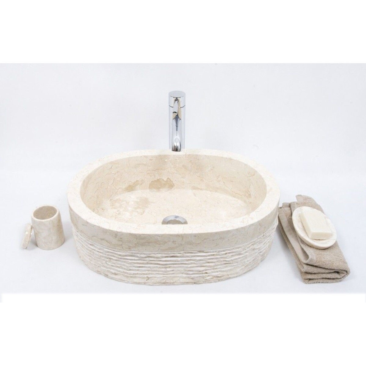 Lavoar piatra Ego WO-OVAL CREAM 50x35 cm wash basin overtop - eMAG.ro