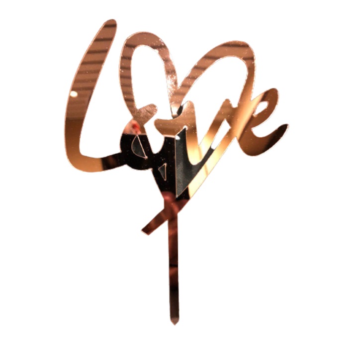 Tortafedő Love, Heart modell, Rózsarany, 12x14cm