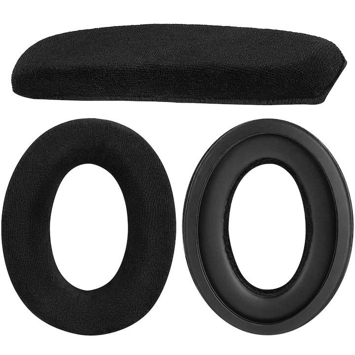 Set 2 bureti si burete banda superioara PadForce pentru casti Sennheiser HD515, HD518, HD555, HD558, HD569, HD579, HD595, HD598CS, HD598SE, HD599, Over-Ear - Negru