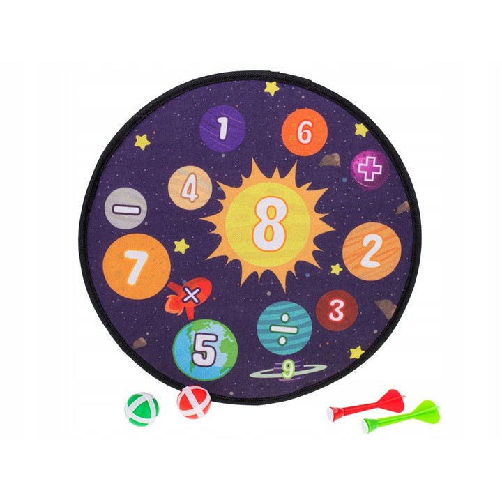 Игра дартс за деца, Zola®, 2 дартса и 2 топки с велкро, модел планета, 36 см