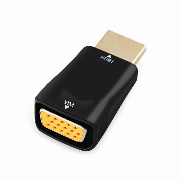 Adaptor SILKASE de la HDMI la VGA, jack audio 3.5mm, culoare negru