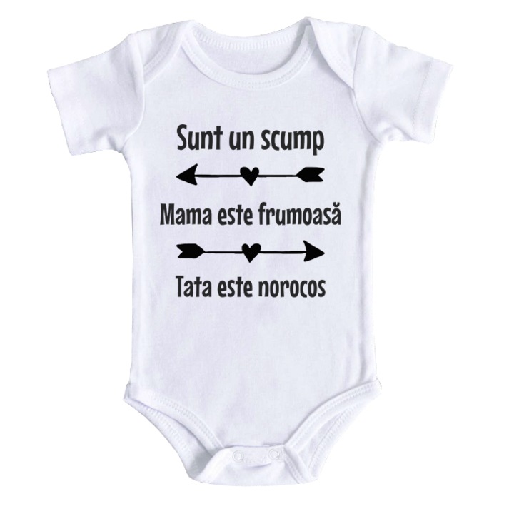 Body bebe personalizat pentru baiat "Sunt un scump", alb, 100% bumbac, 12-18 luni