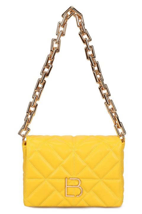 Lucky Bees, Geanta de piele ecologica cu maner si aspect matlasat, Galben