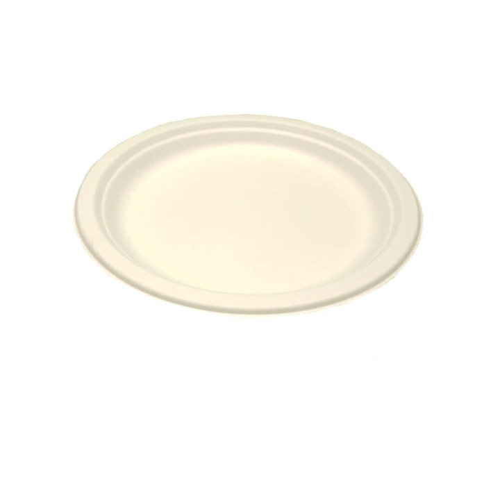 Set 50 Farfurii Biodegradabile, 23 cm, Trestie de Zahar