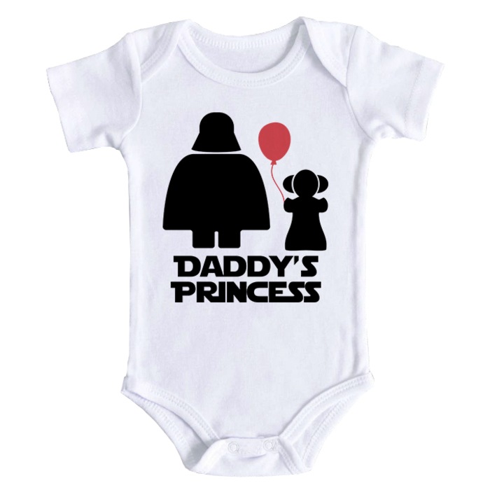 Body bebe personalizat Star Wars - Daddy's princess, alb, 100% bumbac, 12-18 luni