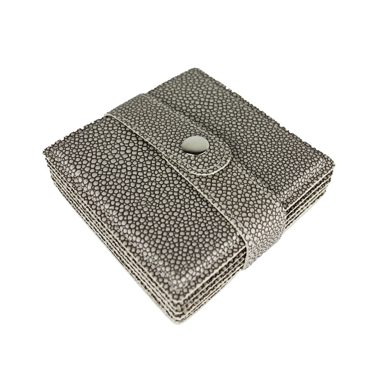 6 db italtartó készlet, Ökológiai bőr, 10x10 cm, Szürke