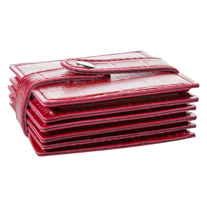 6 db italtartó készlet, Ökológiai bőr, 10x10 cm, Piros