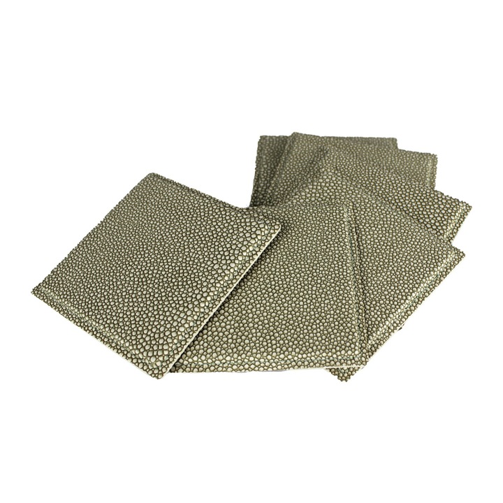 6 db italtartó készlet, Ökológiai bőr, 10x10 cm, Zöld