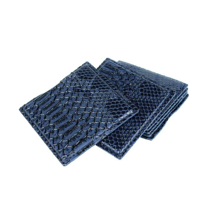 6 db italtartó készlet, Ökológiai bőr, 10x10 cm, Kék