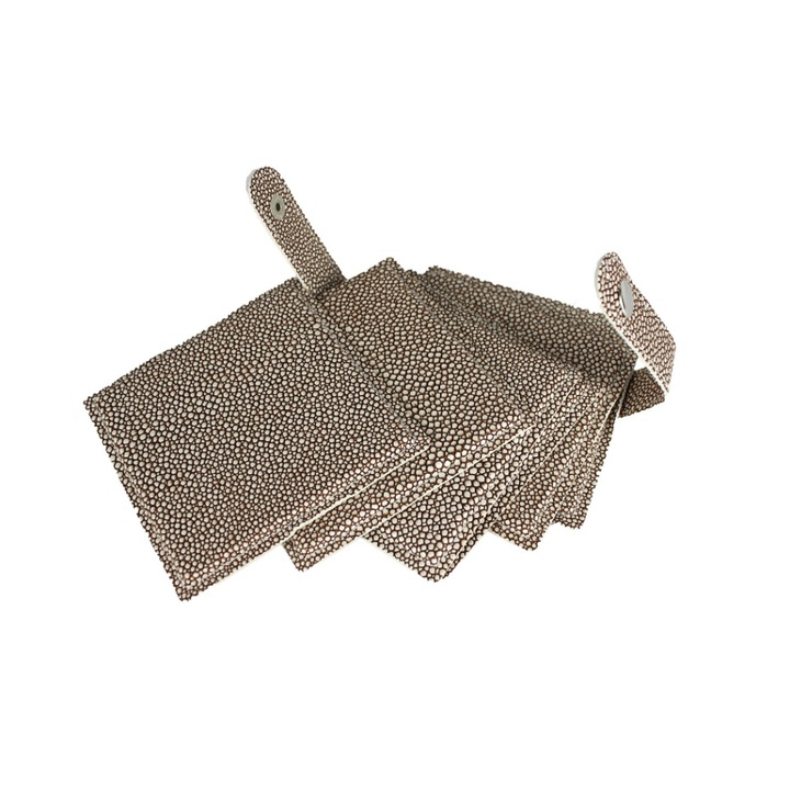 6 db italtartó készlet, Ökológiai bőr, 10x10 cm, Barna