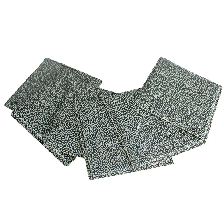 6 db italtartó készlet, Ökológiai bőr, 10x10 cm, Kék