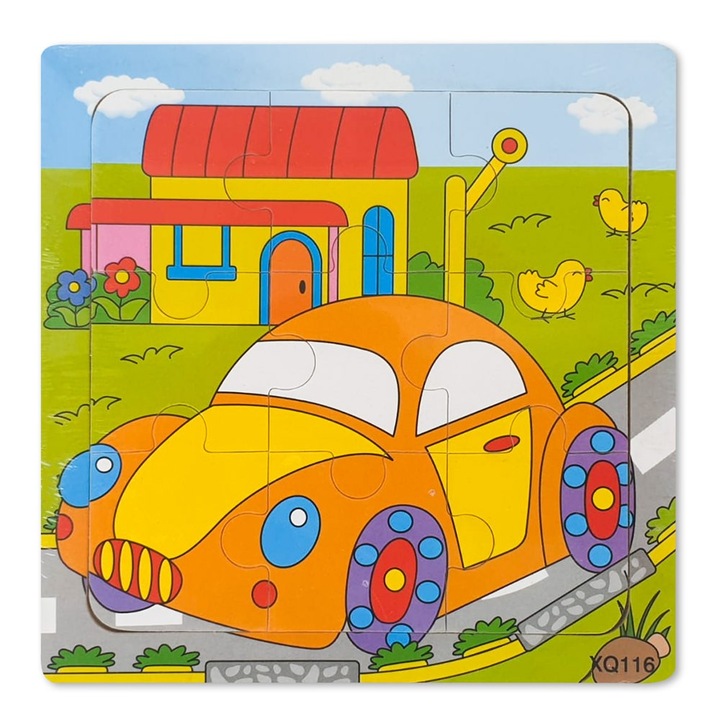 Puzzle din Lemn Masina 9 piese PZ187