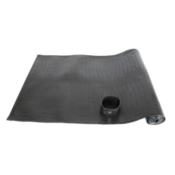 Servet de masa, Signature Home Collection, Piele ecologica, 150x40 cm, Negru