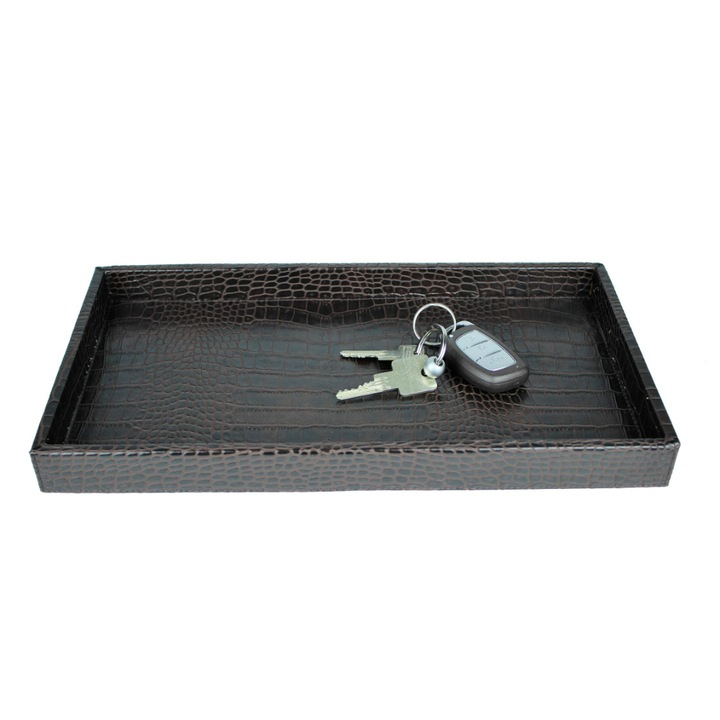 Tava, Signature Home Collection, Piele ecologica, 36x19 cm, Maro inchis