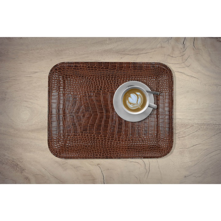 Tava, Signature Home Collection, Piele ecologica, 44x33 cm, Maro deschis