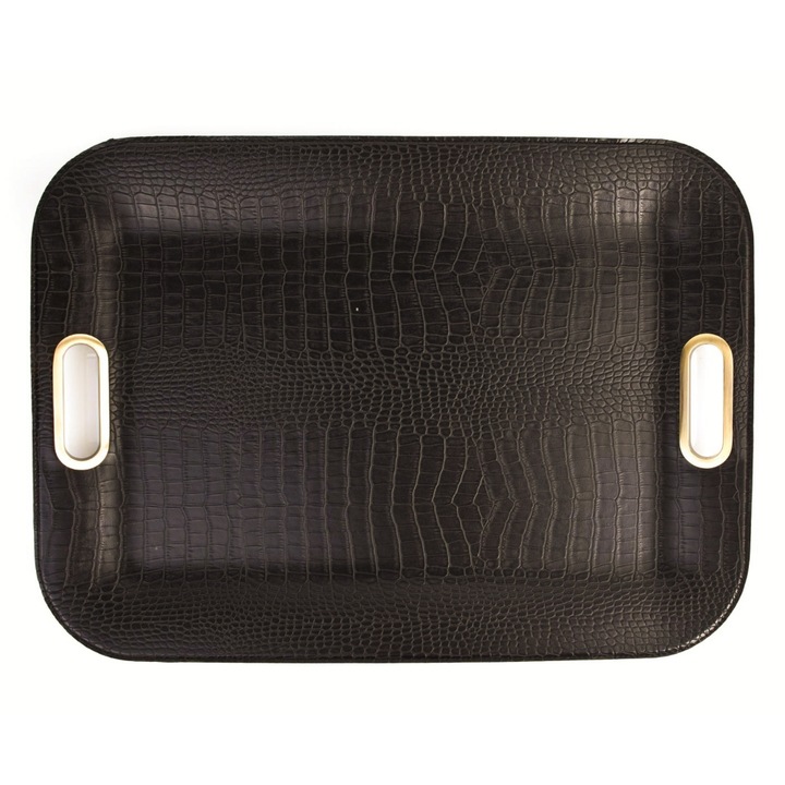 Tava, Signature Home Collection, Piele ecologica, 55x40 cm, Maro inchis