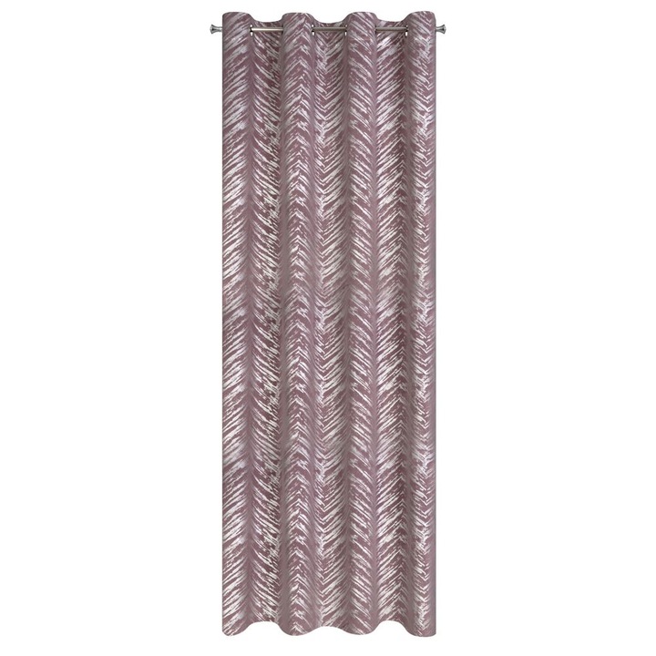 Eurofirany SARA dekoratív függöny, fém gyűrűkkel, 140x250 Púder rózsaszín/Ezüst