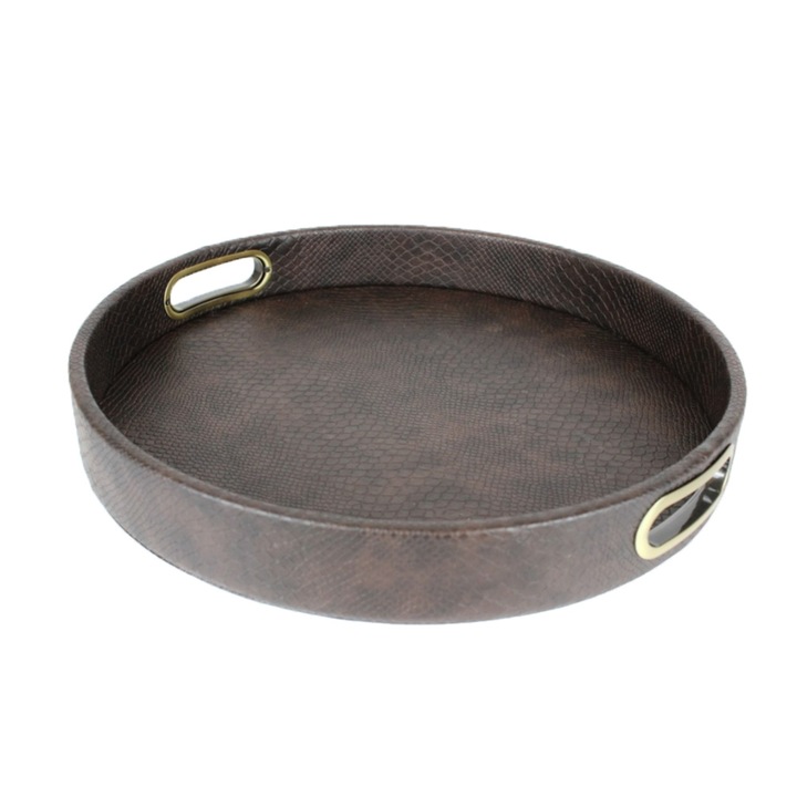 Tava, Signature Home Collection, Piele ecologica, 42x42 cm, Maro