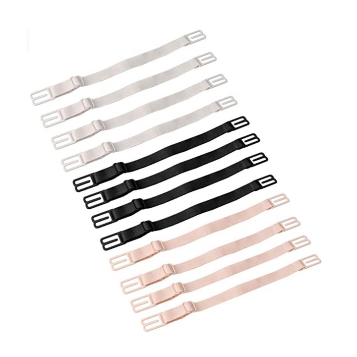 Set 12 bretele sutien, FAC, Nylon, 21 cm, Multicolor