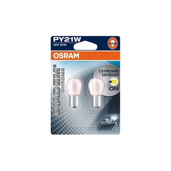 Becuri auto PY21W 12V 21W BAU15s, Set 2 becuri semnalizare Osram Diadem Crom Becuri auto PY21W 12V 21W BAU15s, Set 2 becuri semnalizare Osram Diadem Crom