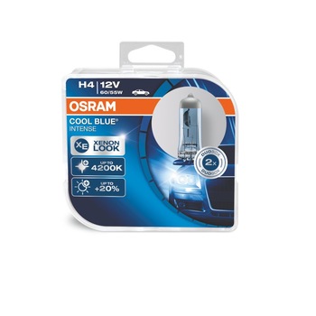 Becuri auto H4 12V 60/55W 12V P43t-38 Osram Cool Blue Intense , Set 2 becuri efect Xenon 64193CBIHCB Becuri auto H4 12V 60/55W 12V P43t-38 Osram Cool Blue Intense , Set 2 becuri efect Xenon 64193CBIHCB
