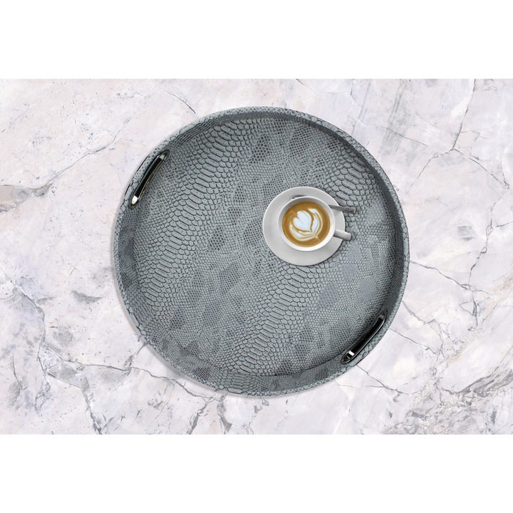 Tava, Signature Home Collection, Piele ecologica, 42x42 cm, Gri