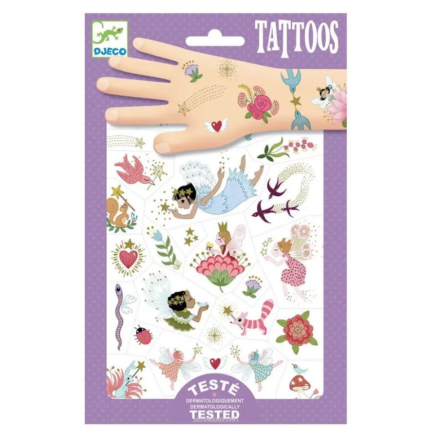 Set tatuaje pentru copii cu zane si flori, Djeco
