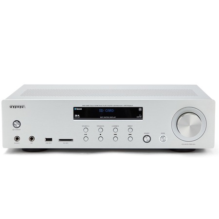 Amplificator Aiwa AMU-120BT, 2 x 60W, Bluetooth, USB, Argintiu